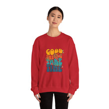 Load image into Gallery viewer, Good Vibes Sweatshirt, Cozy Crewneck with Positive Message, Perfect Gift for Friends, Casual Wear, Autumn Fashion, Unisex Clothing