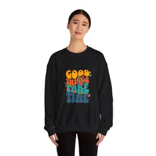 Load image into Gallery viewer, Good Vibes Sweatshirt, Cozy Crewneck with Positive Message, Perfect Gift for Friends, Casual Wear, Autumn Fashion, Unisex Clothing