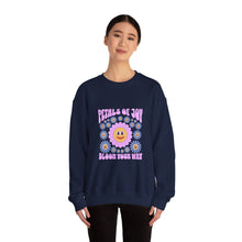 Load image into Gallery viewer, Petals of Joy Crewneck Sweatshirt, Happy Vibes Apparel, Gift for Friends, Spring Casual Wear, Youthful Style