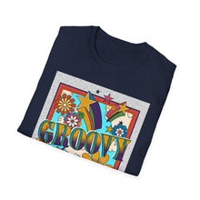 Load image into Gallery viewer, Groovy Unisex Softstyle T-Shirt, Retro Graphic Tee, Peace Sign Shirt, Flower Power Top, Vintage Style Apparel, Bohemian Summer Tee