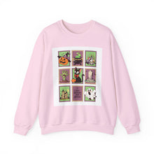 Load image into Gallery viewer, Halloween Themed Unisex Crewneck Sweatshirt, Cozy Fall Layering, Spooky Season Apparel, Pumpkin, Ghost, Witch Design