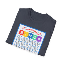 Load image into Gallery viewer, Autism Awareness Bingo T-Shirt, Unisex Softstyle Tee for Fundraising Events, Family Gatherings, Awareness Month, Gift for Supporters