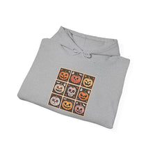 Load image into Gallery viewer, Spooky Halloween Hoodie with Pumpkin Faces, Unisex Sweatshirt, Cozy Fall Fashion, Halloween Gift, Casual Autumn Wear