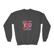 Load image into Gallery viewer, Kids Crewneck Sweatshirt - Little Miss Smarty Design, Perfect Gift for Students, Birthday, Back to School, Cute & Cozy