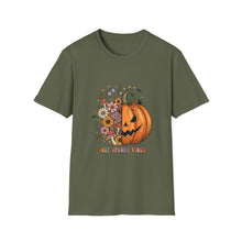 Load image into Gallery viewer, Cozy Spooky Vibes Unisex T-Shirt, Halloween Tee, Fall Apparel, Pumpkin Shirt, Casual Halloween Wear, Gift for Friends