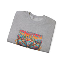 Load image into Gallery viewer, Groovy Butterfly Sweatshirt | Unisex Heavy Blend Crewneck, Retro Fashion, Gift for Nature Lovers, Cozy Layer, Spring Style