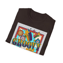 Load image into Gallery viewer, Groovy Unisex Softstyle T-Shirt, Retro Graphic Tee, Peace Sign Shirt, Flower Power Top, Vintage Style Apparel, Bohemian Summer Tee
