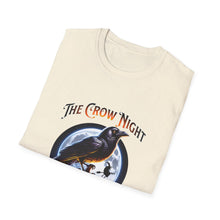 Load image into Gallery viewer, Halloween Crow Night Unisex T-Shirt, Spooky Graphic Tee, Gift for Halloween Lovers, Fall Fashion, Mens Womens Shirt
