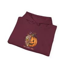 Load image into Gallery viewer, Halloween Pumpkin Floral Hoodie, Cozy Unisex Sweatshirt for Fall, Spooky Season Apparel, Perfect for Halloween Parties, Autumn Gift