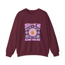 Load image into Gallery viewer, Petals of Joy Crewneck Sweatshirt, Happy Vibes Apparel, Gift for Friends, Spring Casual Wear, Youthful Style