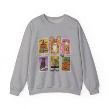 Load image into Gallery viewer, Halloween-Themed Crewneck Sweatshirt, Cozy Unisex Crew, Fall Fashion, Pumpkin Decor, Seasonal Gift, Cute Sweatshirt for October