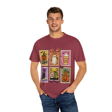 Load image into Gallery viewer, Halloween-Themed Unisex Garment-Dyed T-shirt, Spooky Fun Tee, Ghost, Pumpkin, Cat, Fall Apparel, Trick or Treat Shirt