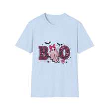 Load image into Gallery viewer, Cute Ghost 'Boo' Unisex Softstyle T-Shirt, Halloween Shirt, Funny Ghost Tee, Festive Apparel, Spooky Season Clothing