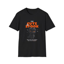 Load image into Gallery viewer, Cute Spook Cat T-Shirt, Halloween Tee, Unisex Softstyle Shirt, Funny Black Cat Shirt, Fall Fashion, Gift for Cat Lovers