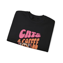 Load image into Gallery viewer, Cozy Cats & Coffee Sweatshirt - Perfect Gift for Cat Lovers, Weekend Lounging, Birthday, or Coffee Time