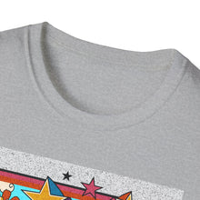 Load image into Gallery viewer, Groovy Unisex Softstyle T-Shirt, Retro Graphic Tee, Peace Sign Shirt, Flower Power Top, Vintage Style Apparel, Bohemian Summer Tee