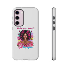 Load image into Gallery viewer, Inspirational Phone Case, Pray Wait Trust God Has a Plan, Spiritual Gift, Motivational Decor, Faith-Based Accessory