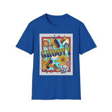 Load image into Gallery viewer, Groovy Unisex Softstyle T-Shirt, Retro Graphic Tee, Peace Sign Shirt, Flower Power Top, Vintage Style Apparel, Bohemian Summer Tee