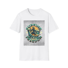 Load image into Gallery viewer, Surfing for Freedom Unisex Softstyle T-Shirt | Summer Vibe, Beachwear, Gift for Surfers, Casual Tee, Adventure Apparel