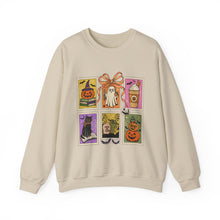 Load image into Gallery viewer, Halloween-Themed Crewneck Sweatshirt, Cozy Unisex Crew, Fall Fashion, Pumpkin Decor, Seasonal Gift, Cute Sweatshirt for October