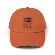 Load image into Gallery viewer, Unisex Distressed Cap - Jesus Did It Hat, Casual Fashion, Faith-Based Gift, Religious Accessory, Everyday Wear