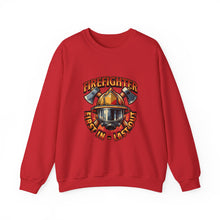 Load image into Gallery viewer, Firefighter Crewneck Sweatshirt - First In Last Out, Unisex Sweatshirt, Firefighter Gift, Casual Warmth, Everyday Apparel