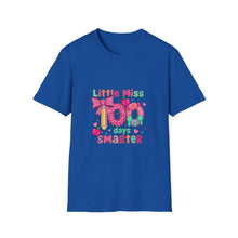 Load image into Gallery viewer, Little Miss 100 Days Smarter T-Shirt, Fun Teacher Gift, Kids' Milestone Celebration, School Spirit Shirt, Unisex Softstyle Tee