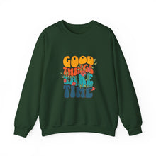 Load image into Gallery viewer, Good Vibes Sweatshirt, Cozy Crewneck with Positive Message, Perfect Gift for Friends, Casual Wear, Autumn Fashion, Unisex Clothing