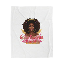 Load image into Gallery viewer, God's Favorite Baddie Velveteen Plush Blanket - Cozy Gift, Home Decor, Affirmation, Relaxation, Birthday or Self-Care
