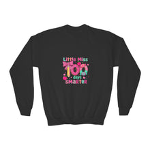 Load image into Gallery viewer, Kids Crewneck Sweatshirt - Little Miss Smarty Design, Perfect Gift for Students, Birthday, Back to School, Cute & Cozy