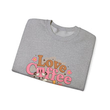 Load image into Gallery viewer, Love Coffee and Dogs Crewneck Sweatshirt, Cozy Gift for Dog Lovers, Perfect for Fall/Winter, Pet Lovers Apparel, Casual Lounge Wear