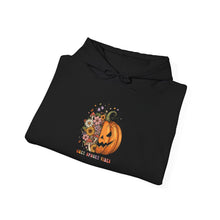 Load image into Gallery viewer, Halloween Pumpkin Floral Hoodie, Cozy Unisex Sweatshirt for Fall, Spooky Season Apparel, Perfect for Halloween Parties, Autumn Gift