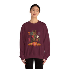Load image into Gallery viewer, Halloween Trick or Treat Sweatshirt, Cozy Fall Crewneck, Unisex Casual Wear, Perfect for Halloween Parties, Pumpkin Lovers Gift