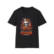 Load image into Gallery viewer, Seasonal Skull Graphic Unisex T-Shirt, Halloween Shirt, Edgy Apparel, Gift for Him/Her, Casual Wear, Trendy Tee