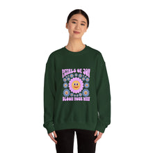 Load image into Gallery viewer, Petals of Joy Crewneck Sweatshirt, Happy Vibes Apparel, Gift for Friends, Spring Casual Wear, Youthful Style