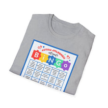 Load image into Gallery viewer, Autism Awareness Bingo T-Shirt, Unisex Softstyle Tee for Fundraising Events, Family Gatherings, Awareness Month, Gift for Supporters
