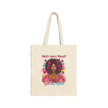 Load image into Gallery viewer, Pray Wait Trust Tote Bag - Inspirational Cotton Canvas Bag for Everyday Use, Grocery Shopping, Gifts, Eco-Friendly