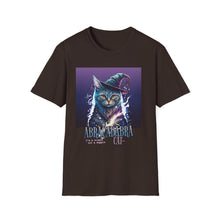 Load image into Gallery viewer, Magical Cat T-Shirt, Unisex Softstyle Tee, Halloween Costume Shirt, Wizard Cat Apparel, Gift for Cat Lovers, Witch Kitty Tee