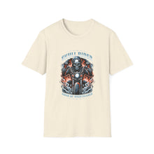 Load image into Gallery viewer, Gothic Motorcycle Tee, Unisex Softstyle T-Shirt for Bikers, Perfect Gift for Riders, Festival Wear, Casual Street Style, Skull Design