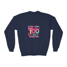 Load image into Gallery viewer, Kids Crewneck Sweatshirt - Little Miss Smarty Design, Perfect Gift for Students, Birthday, Back to School, Cute & Cozy
