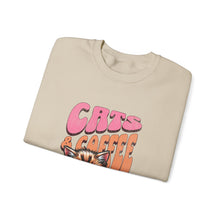 Load image into Gallery viewer, Cozy Cats & Coffee Sweatshirt - Perfect Gift for Cat Lovers, Weekend Lounging, Birthday, or Coffee Time