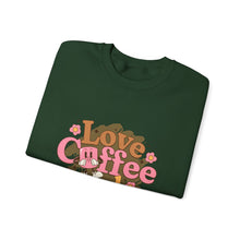 Load image into Gallery viewer, Love Coffee and Dogs Crewneck Sweatshirt, Cozy Gift for Dog Lovers, Perfect for Fall/Winter, Pet Lovers Apparel, Casual Lounge Wear