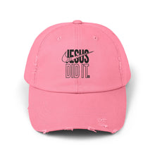 Load image into Gallery viewer, Unisex Distressed Cap - Jesus Did It Hat, Casual Fashion, Faith-Based Gift, Religious Accessory, Everyday Wear