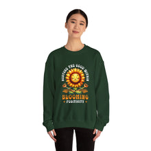 Load image into Gallery viewer, Blooming Sunflower Sweatshirt, Positive Vibes Crewneck, Gift for Garden Lovers, Cozy Spring Apparel, Unisex Flower Design