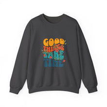 Load image into Gallery viewer, Good Vibes Sweatshirt, Cozy Crewneck with Positive Message, Perfect Gift for Friends, Casual Wear, Autumn Fashion, Unisex Clothing