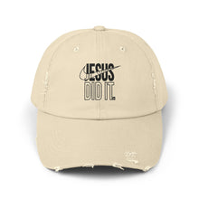 Load image into Gallery viewer, Unisex Distressed Cap - Jesus Did It Hat, Casual Fashion, Faith-Based Gift, Religious Accessory, Everyday Wear