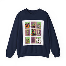 Load image into Gallery viewer, Halloween Themed Unisex Crewneck Sweatshirt, Cozy Fall Layering, Spooky Season Apparel, Pumpkin, Ghost, Witch Design