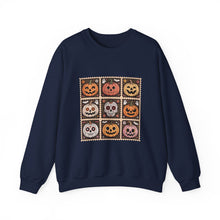 Load image into Gallery viewer, Halloween Pumpkin Patch Crewneck Sweatshirt, Cozy Fall Sweater, Unisex Halloween Apparel, Spooky Season Gear, Perfect for Halloween Parties