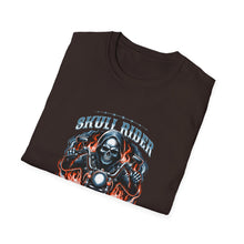 Load image into Gallery viewer, Gothic Motorcycle Tee, Unisex Softstyle T-Shirt for Bikers, Perfect Gift for Riders, Festival Wear, Casual Street Style, Skull Design