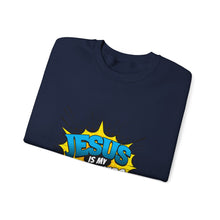 Load image into Gallery viewer, Jesus is My Superhero Sweatshirt, Unisex Crewneck, Religious Gift, Faith-Based Apparel, Inspirational Clothing, Christian Fashion